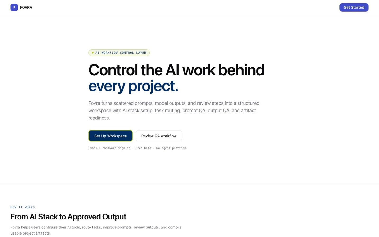 FOVRA hero — control the AI work behind every project